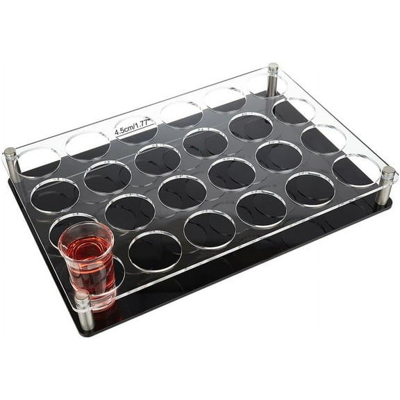 24-Hole Shot Glass Tray Holder Acrylic Wine Glass Organizer 1.77 inch Hole Shot Glass Serving Trays Beer Wine Glass Display Rack for Bar Party Club Black DIY