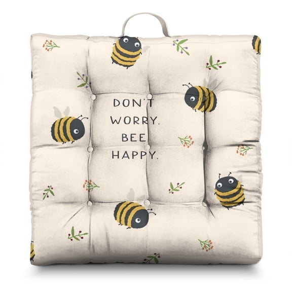 24" Honeycomb Print Thick Meditation Cushion - Bumble Bee Design Square Floor Pillow for Adults, Soft & Supportive Yoga Seat with Honeybee Lover Gift Pattern