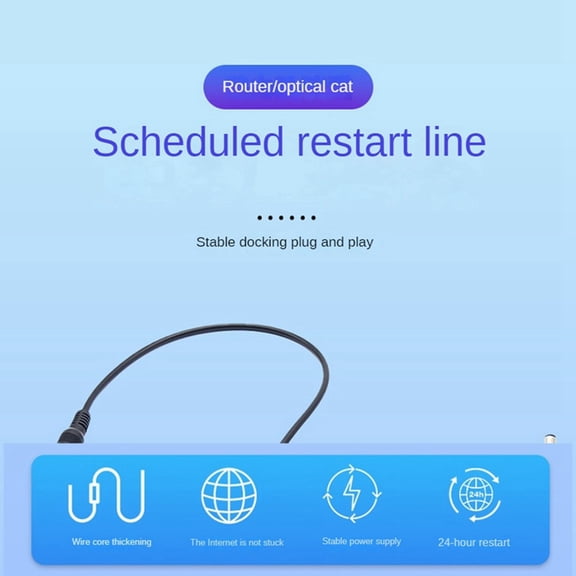 24 Hour Auto Reboot Router Routing Timer Reset Tool DC Power Timing Fiber Modem Router DC Power Manager Black