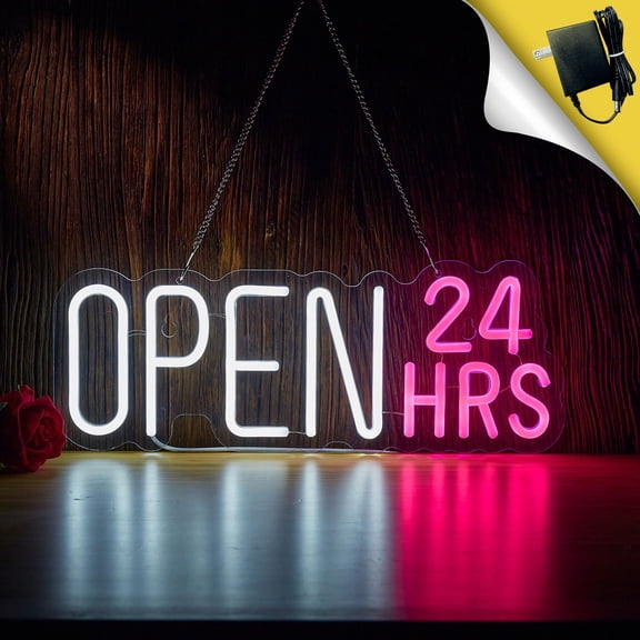 24 Hour Business Sign LED Light Display with Built-In Power Adapter 10ft Cord