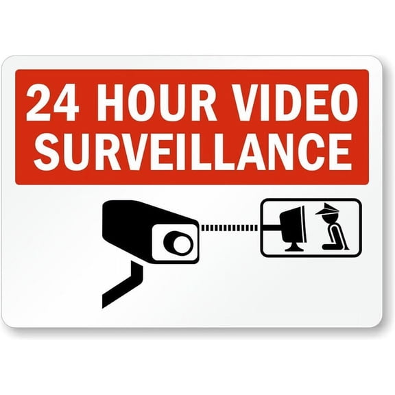 24 Hour Cctv Camera Weatherproof Metal Sign Size: 8 x 12 Inch