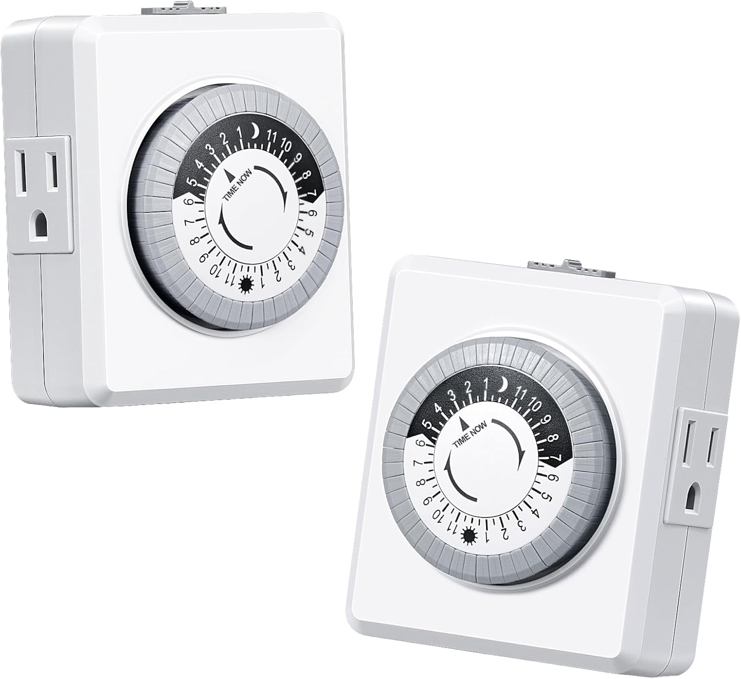 24 Hour Cycle Plug-in Mechanical Timer 2 Pack, Indoor Timer for