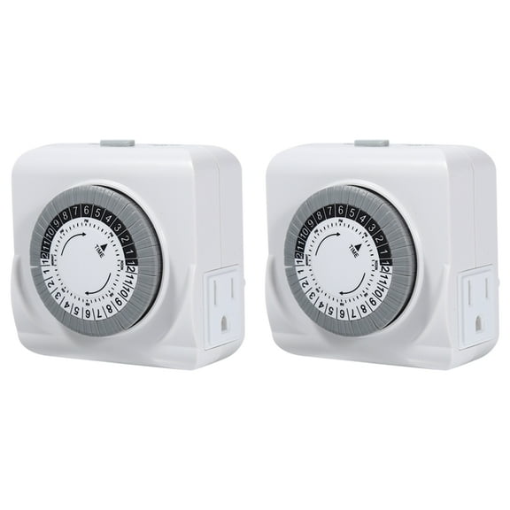 24 Hour Cycle Plug-in Mechanical Timer, Indoor Timer for Electrical Outlets, Dual 3- Outlets, 125V 15A 2PCS US Plug