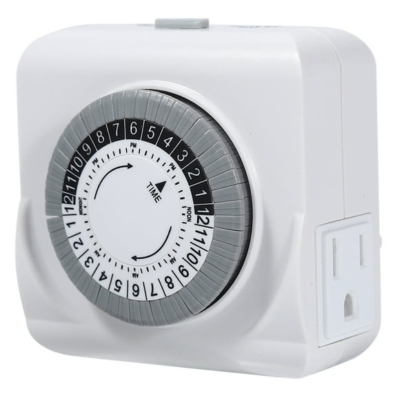 24 Hour Cycle Plug-in Mechanical Timer, Indoor Timer for Electrical Outlets, Dual 3-Prong Outlets, 125V 15A 1PCS US Plug