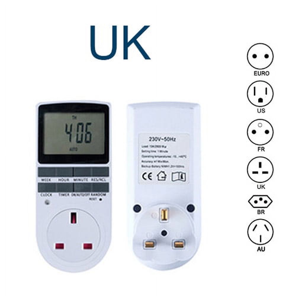 24 Hour Cyclic Electronic Digital Timer Switch EU UK AU US BR FR Plug