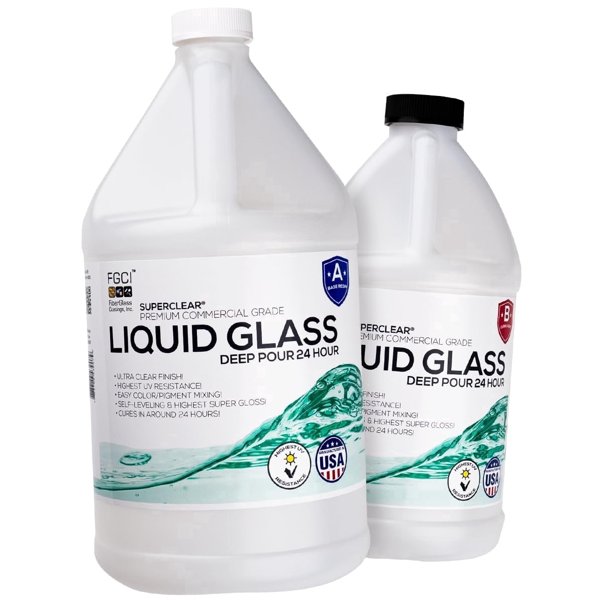 Superclear 24 Hour Fast Cure Deep Pour Epoxy Resin 0.75 Gallons Kit, 1 Inch Liquid Glass Clear Casting Resin for Small River Pours and Castings, Live Edge Wood, Food Safe, Bubble Free
