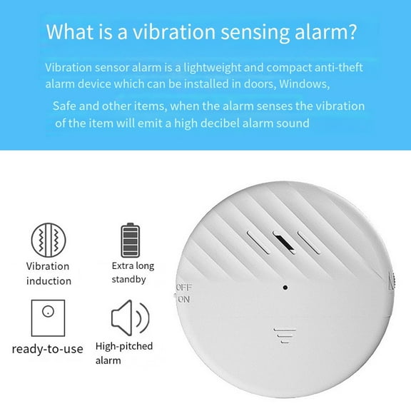 24-Hour Door And Window Anti-Theft Alarm 125Db Ultra-Thin Vibration Sensor Alarm Black