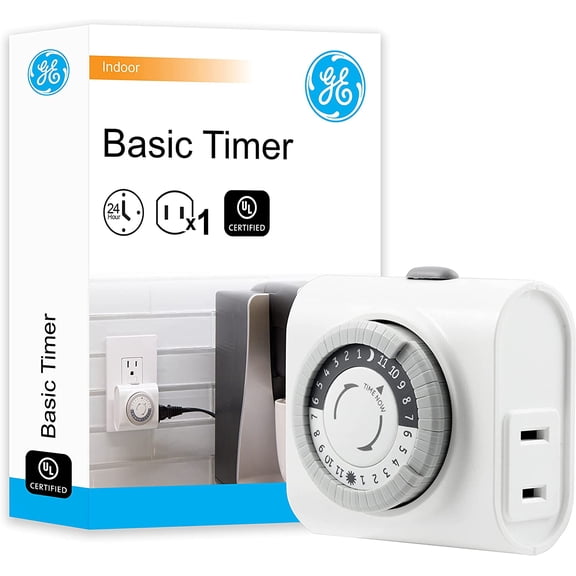 24-Hour Indoor Plug-in Mechanical Outlet Timer, 1 Polarized Outlet, Timers for Electrical Outlets Indoor, Light 30 Minute Intervals, Daily ON/Off Cycle, Chrtmas Tree 15119