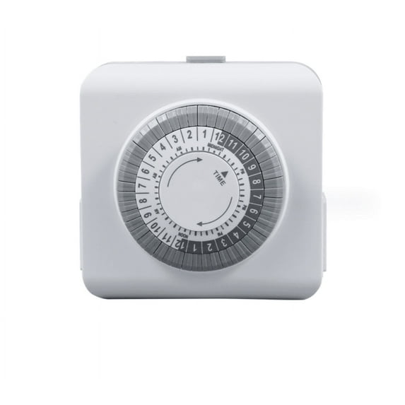 24 Hour Mechanical Outdoor Timer Outlet, Outdoor Timer for Lights, Waterproof, 2 Grounded Outlets, 15A 1/2HP, Heavy Duty
