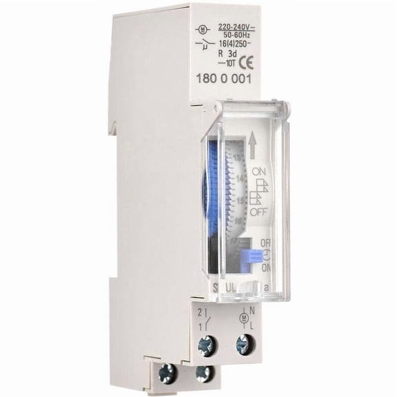 24 Hour Mechanical Timer 15 Minute Minimum Timer Rail Mount Built-in Battery, SUL180a AC220-240V Gray - SUL180a AC220-240V Gray..