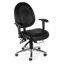 24 Hour Multi-Adjustable Ergonomic Big & Tall Computer Task High-Back Chair Black Vinyl with Height and Width Adjustable Arms Weight Capacity 400 lbs