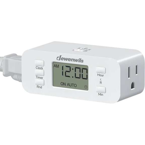 24 Hour Programmable Digital Timer Outlet, Timers for Electrical Outlets, Indoor Light Timers for Lamp Fan Aquarium, 2 Grounded Outlet, 125V/15A Resistive/1000W Tungsten, 3 Prong, 1 Pack