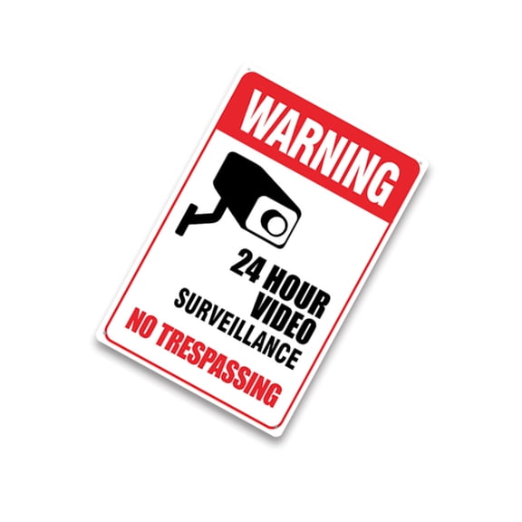 24 Hour Video Monitoring Signs Metal CCTV Camera Sign for Residential and Commercial Areas Easy Mounting