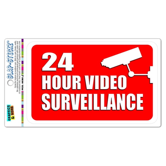 24 Hour Video Surveillance SLAP-STICKZ(TM) Automotive Car Window Locker Bumper Sticker