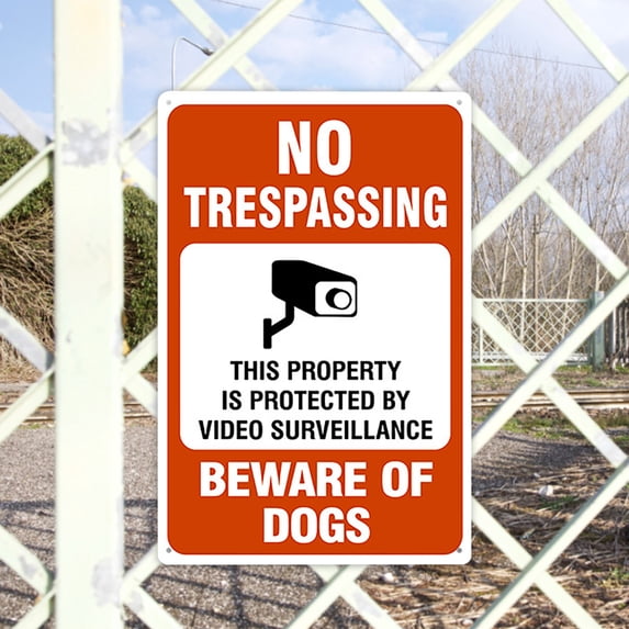 24 Hour Video Surveillance Sign, No Trespassing Aluminum Warning Sign, for CCTV Security Camera - Reflective, UV Protected