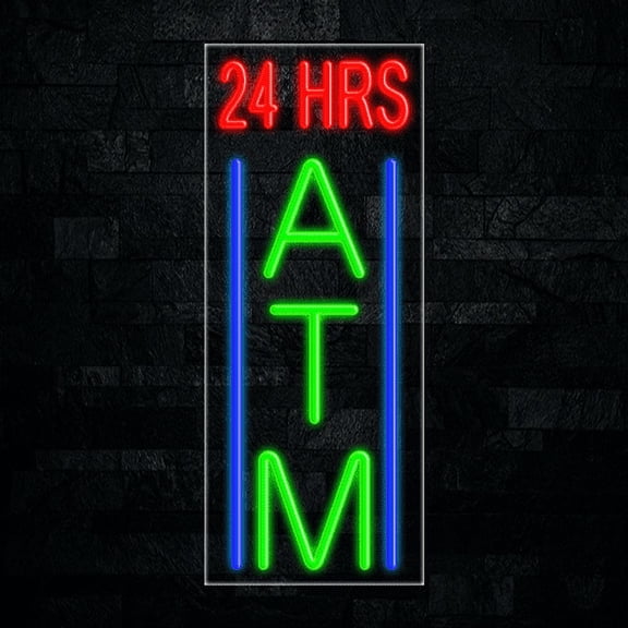 24 Hours ATM LED Neon Sign 12"L x 30"H #31648