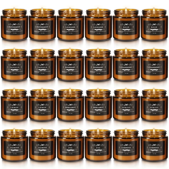 24 Household Candles, Women'S Candle Gift Set, Soy Wax Glass Jar Candle Set, Suitable For Candles On Birthdays, Mother'S Day, Father'S Day, And Anniversaries.