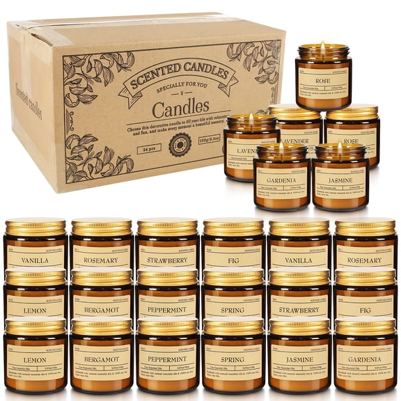 24 Household Candles, Women'S Candle Gift Set, Soy Wax Glass Jar Candle Set, Suitable For Candles On Birthdays, Mother'S Day, Father'S Day, And Anniversaries.