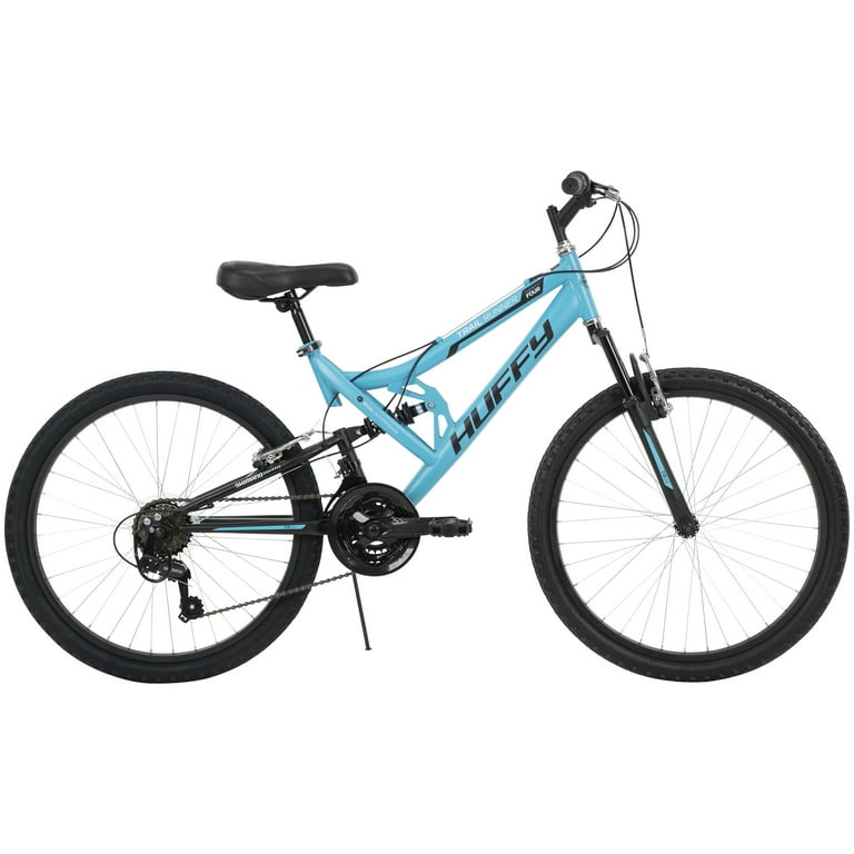 Huffy 24" Trail Runner Girls Full Suspension Mountain Bikes, Ages 12+ Years, Teal Blue