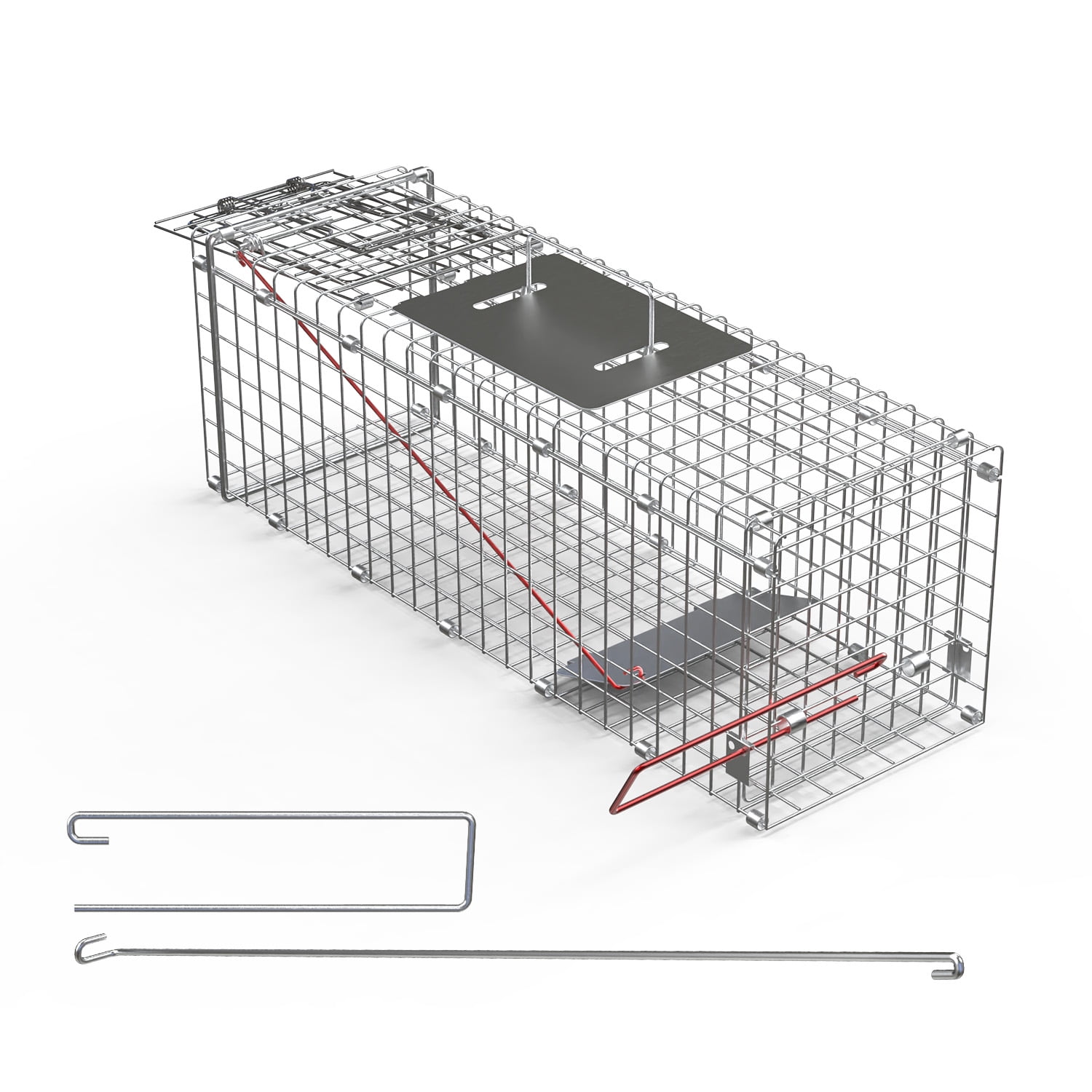 24" Humane Live Animal Cage Trap Catch and Release Heavy Duty Squirrel Trap with Safe Carrying Handle Collapsible Raccoon Trap for Feral Cats Squirrel Raccoons Rabbits