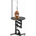 thumbnail image 1 of 24" Hydraulic Lift Dog Grooming Table, 360° Rotating Round Desktop Pet Grooming Table for Small Dogs, Heavy Duty Height Adjustable with Overhead Arm Dog Grooming Station, Black, 1 of 7