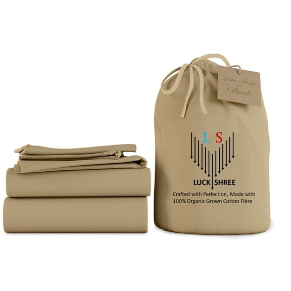 24-INCH EXTRA DEEP POCKETS - 100% Organic 800-Thread-Count - Queen XL Size Organic Cotton Sheet Set- Taupe
