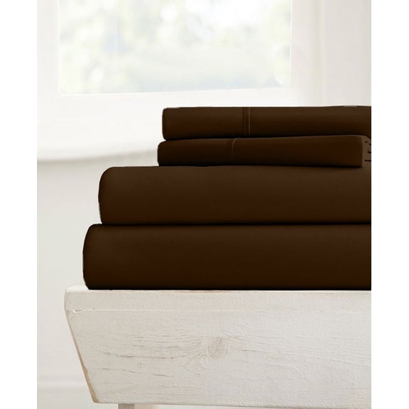 24-INCH EXTRA DEEP POCKETS - 700-TC Short Queen Size 4PC Sheet Set - Premium 700-Thread-Count 100% Egyptian Cotton - Chocolate
