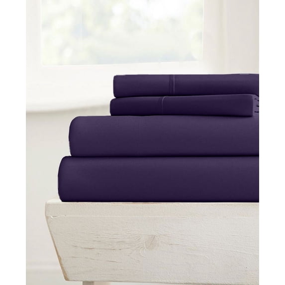 24-INCH EXTRA DEEP POCKETS - 700-TC Twin Size 4PC Sheet Set - Premium 700-Thread-Count 100% Egyptian Cotton - Plum