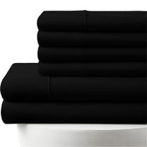 24-INCH EXTRA DEEP POCKETS -King Egyptian 800-TC Cotton 6-PC Sheet Set with 1 Fitted Sheet, 1 Oversized Flat Sheet 4 Pillowcases - Black
