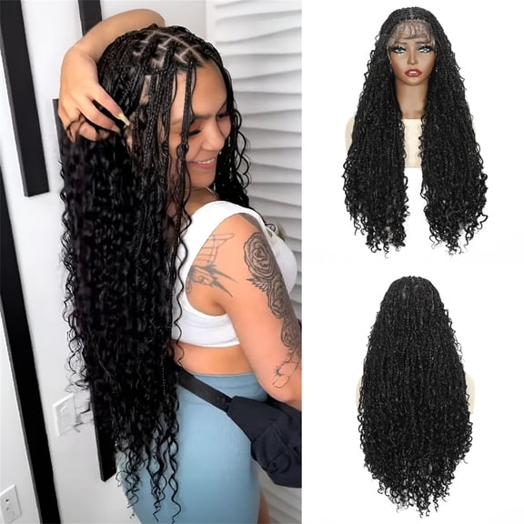 24 In Crochet Hair, Curly Crochet Hair with Box Braids, Curly Ends Boho Hair for Braiding Daily Use