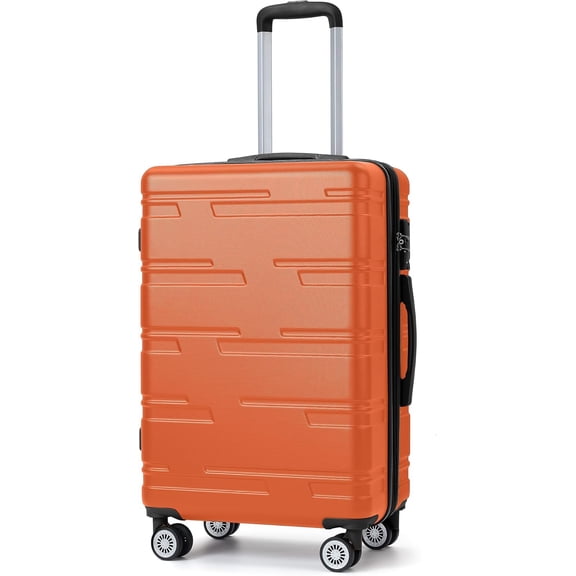 24 In Expandable Hardshell Luggage with TSA Lock Double Spinner Wheels Lightweight Hard Shell Suitcase 65-77L Orange