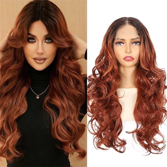 24 In Middle Part Body Wave Glueless Wig, Synthetic Lace Front Wig for Daily Party Beginners