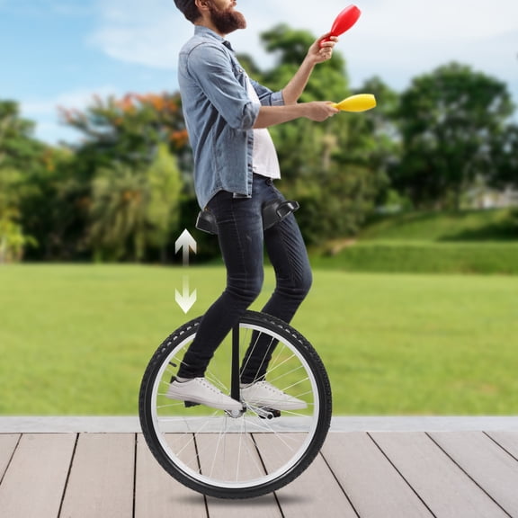 24 In Unicycle Adjustable Height Ride Bike Unisex Adult Steel Frame Bicycle