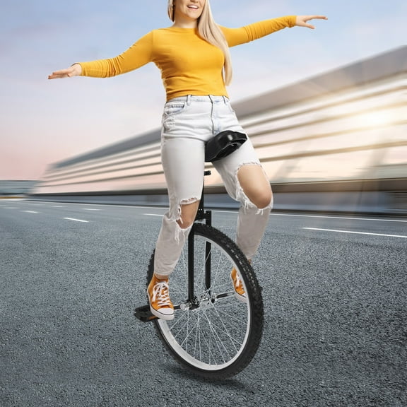 24 In Unicycle Adjustable Height Ride Bike Unisex Adult Steel Frame For Office Workers, Students