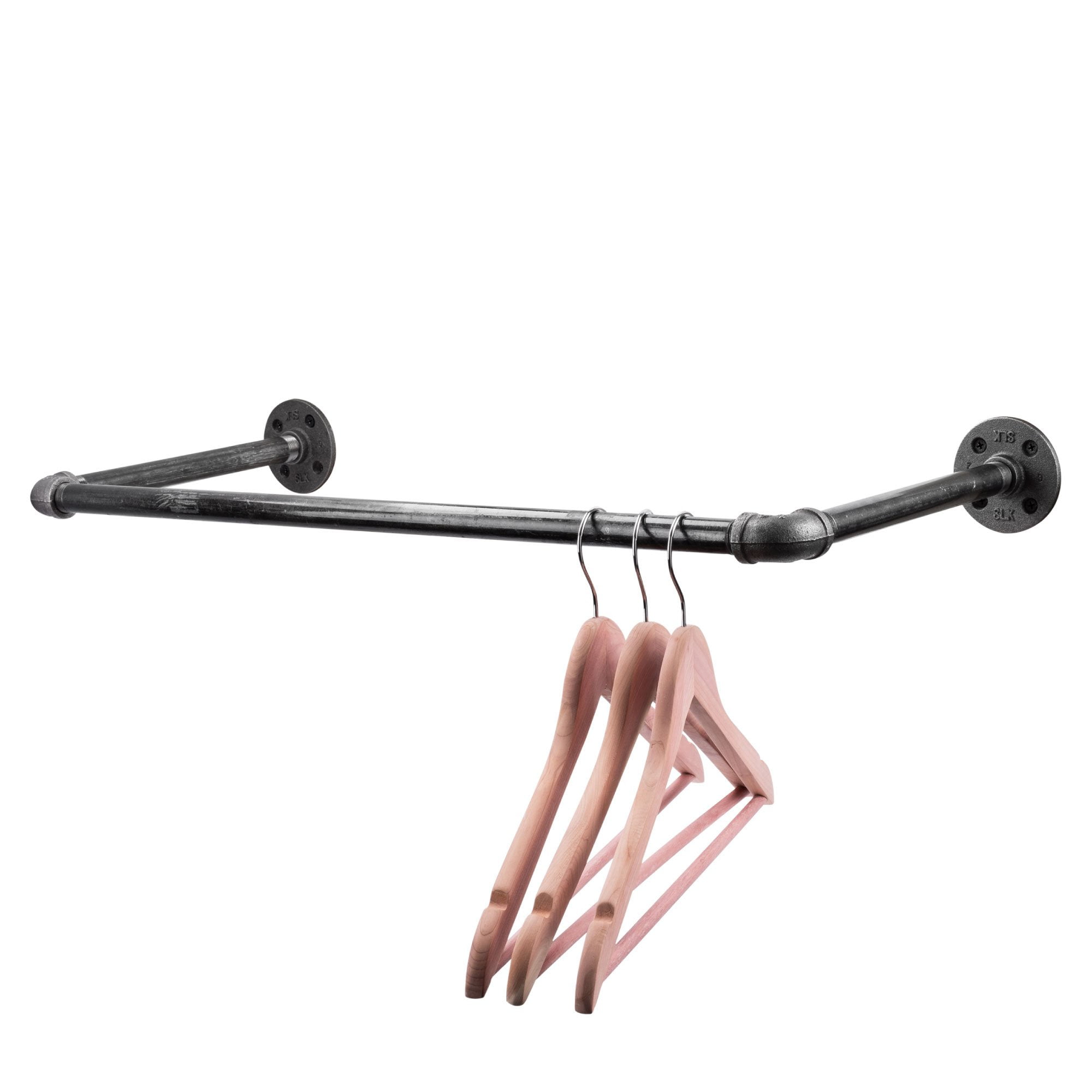 2 ft Black Industrial Steel Pipe Wall Mounted Clothing Rack