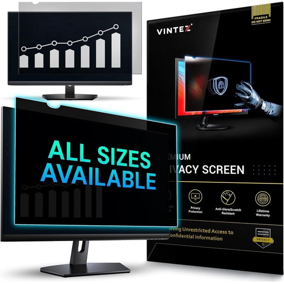VINTEZ 24 Inch 16:10 Privacy Screen for Computer Monitor and Laptop - Anti Glare Protector Film Blue Light Filter Eye Protection - Computer Screen Privacy Shield