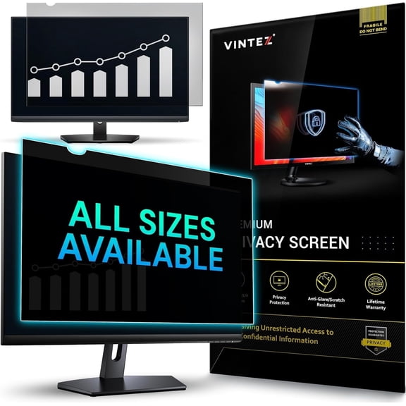 VINTEZ 24 Inch 16:10 Privacy Screen for Computer Monitor and Laptop - Anti Glare Protector Film Blue Light Filter Eye Protection - Computer Screen Privacy Shield