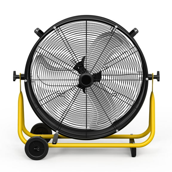 24" Industrial Drum Fans, 3-Speed Professional Outdoor Fan, With Metal Wheels, for Commercial, Factory and Garage, UL Listed