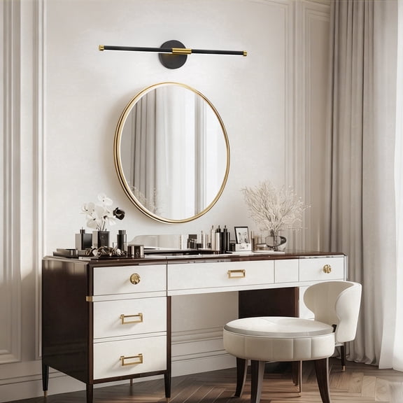 24 Inch 360° Rotatable LED Vanity Lights for Bathroom Over Mirror 6000K Modern Wall Sconces Picture Lights for Paintings Black Gold Bathroom Light Fixtures
