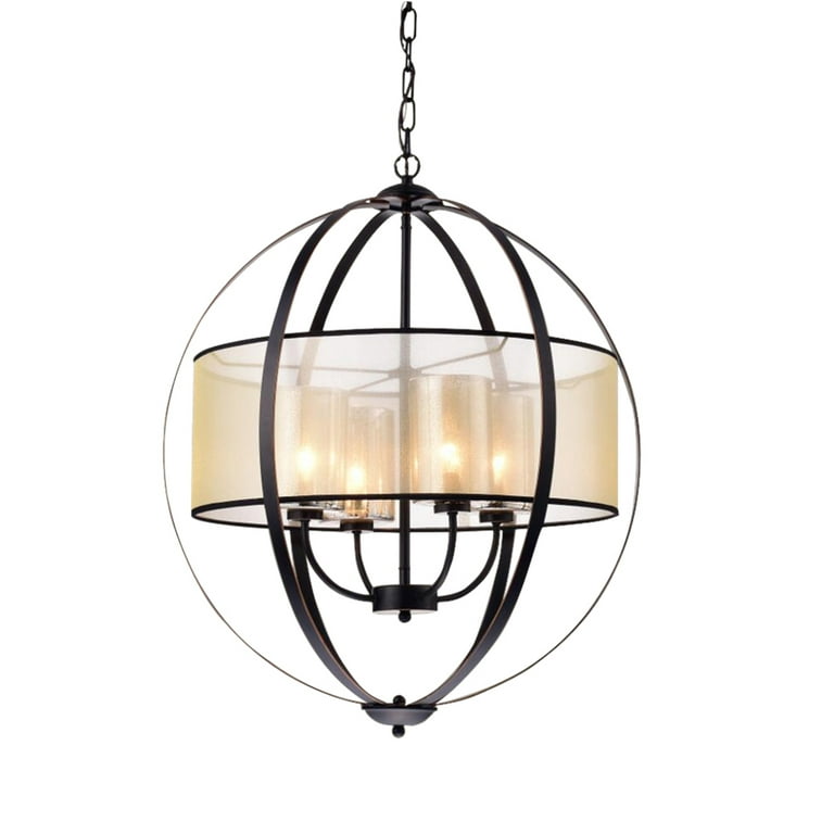 24 Inch 4 Light Metal Strap Globe Pendant