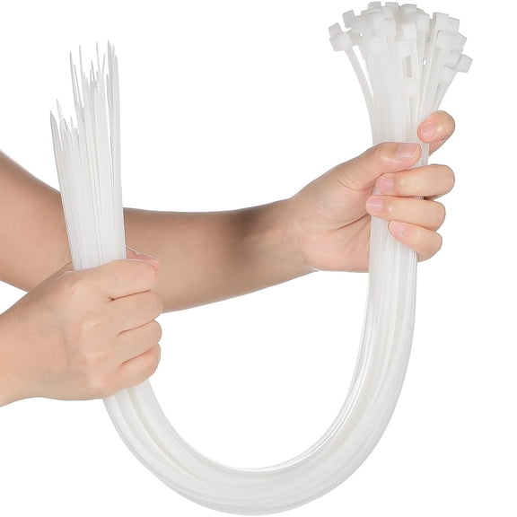 24 Inch 50 Pcs Zip Ties Heavy Duty Strong Large Cable Wire Ties Zip Industrial Sturdy Wire, Awnings Tying Branches Bundling of Crops Fixed Water Pipes (White)