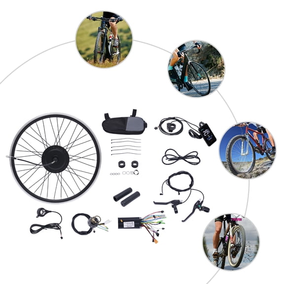 24 Inch 500W 36V Ebike Front Wheel Electric Bicycle Hub Motor Conversion Kit LCD