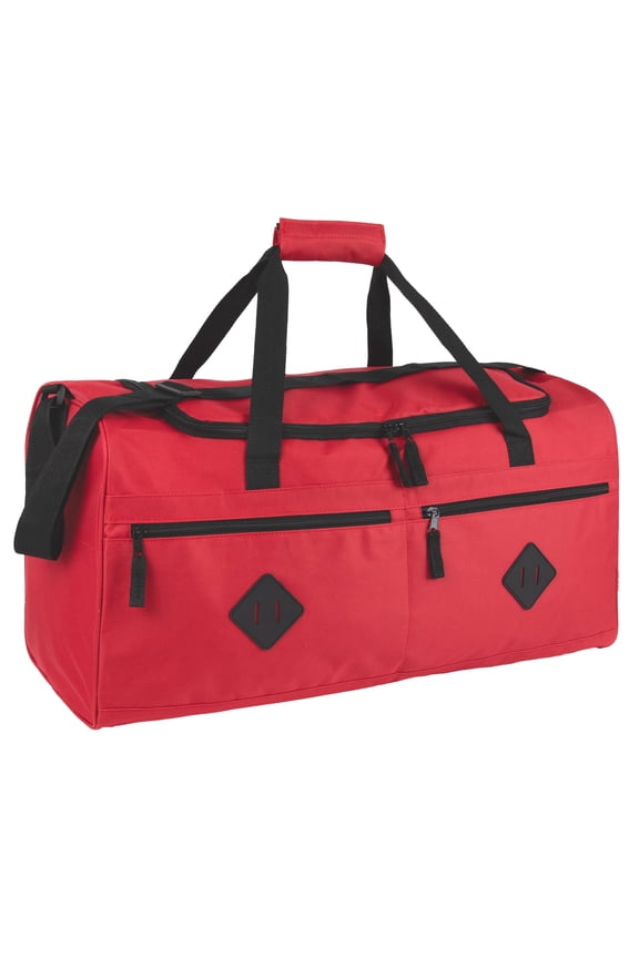 24 Inch 55 Liter Multi Pocket Duffel Bag for Men, Women, Sports, Gym, Traveling and Commuting in Red