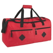 24 Inch 55 Liter Multi Pocket Duffel Bag for Men, Women, Sports, Gym, Traveling and Commuting in Red