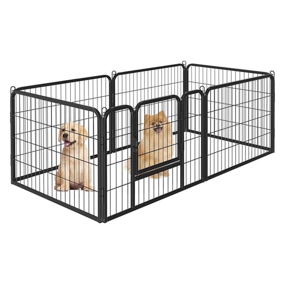 24-Inch 6 Panel Heavy Duty Portable Pet Playpen Dog Exercise Pen Cat Fence Crate Cage Kennelwith Door Puppy Rabbits Play Pen,Outdoor/Indoor,Black