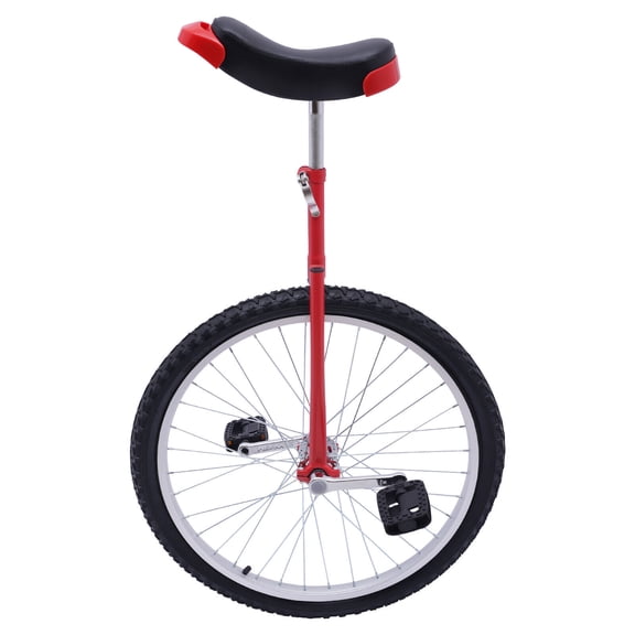 24 Inch Adjustable Height Steel Unicycle, 440LBS Load Anti-Slip Pedal PU Seat Single Wheel Bike for Adult Balance Training