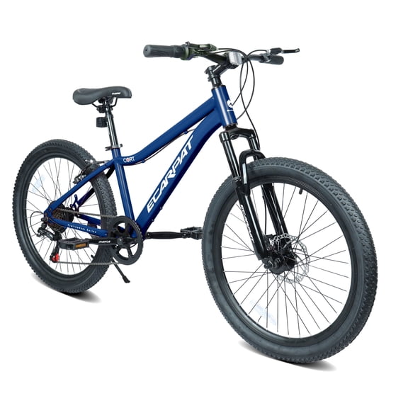 24-Inch, Adult Mountain Bike, 7-Speed, Steel Frame, Disc Braking, Blue, Unisex