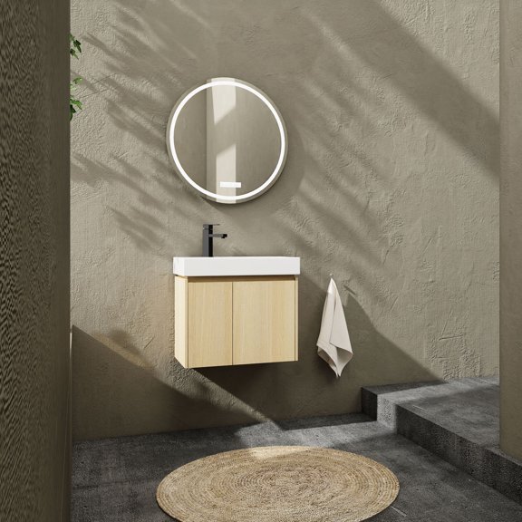 24 Inch American Design Bathroom Vanity with Ceramic Basin, Wall Mounted and Easy to Assemble