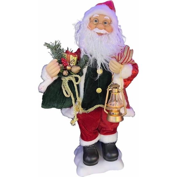 24-Inch Animated Santa Claus with Lighted Candle Musical Christmas Figure