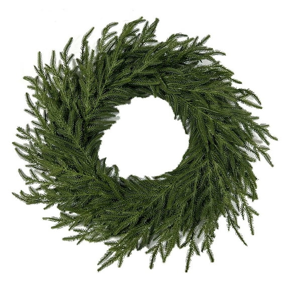 24 Inch Artificial Christmas Wreath - Real Touch Norfolk Pine Wreath for Front Door, Soft Bendable Faux Cedar Wreath for Indoor Outdoor Home Wall Window Decor